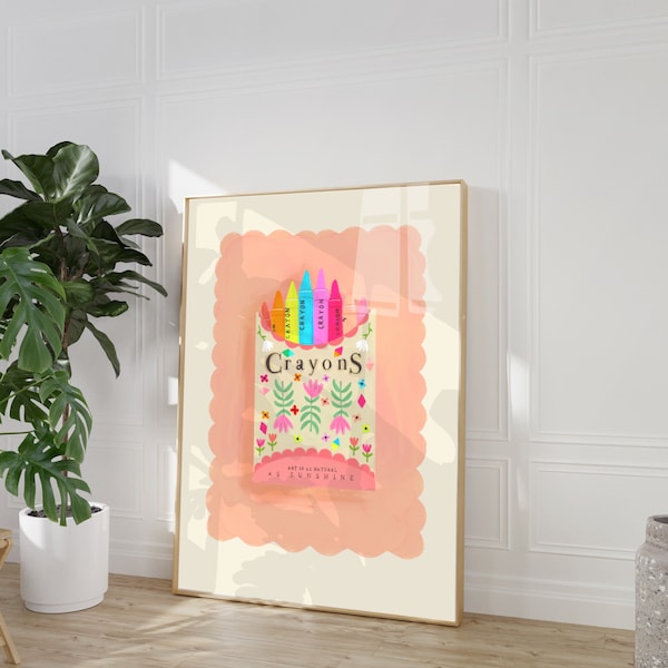 Crayons, Rainbow Crayons, Kids Art Prints, Kids Art Print, Colourful Rainbow Poster, Inspirational Kids,, A4, A3 Kids Wall Art,