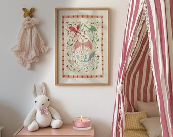 Pink Dragons: Colorful Fairytale Magical Typography Wall Art