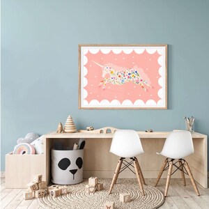 Beautiful Unicorn Print, Kids Unicorn Room, Kids Art Prints, Fun Art ...