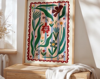 Boho Flower Kids / Flower illustration / Eco / Nursery Art / Kids Room / Art / Print / Gifts for Her / kids / Flowers / Colour Pop / Bright