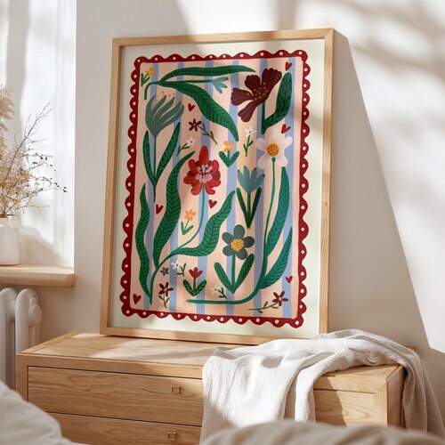 Boho Floral Nursery Art Print: Colour Pop Flower Illustration