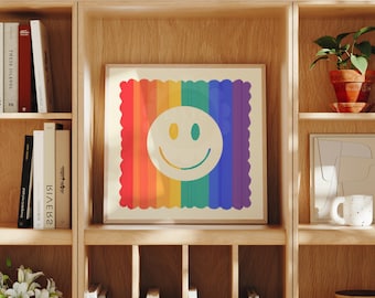 Rainbow Smiley Square Print, A-Z, rainbow, Kids, Wall Art, Pride, LGBTQ