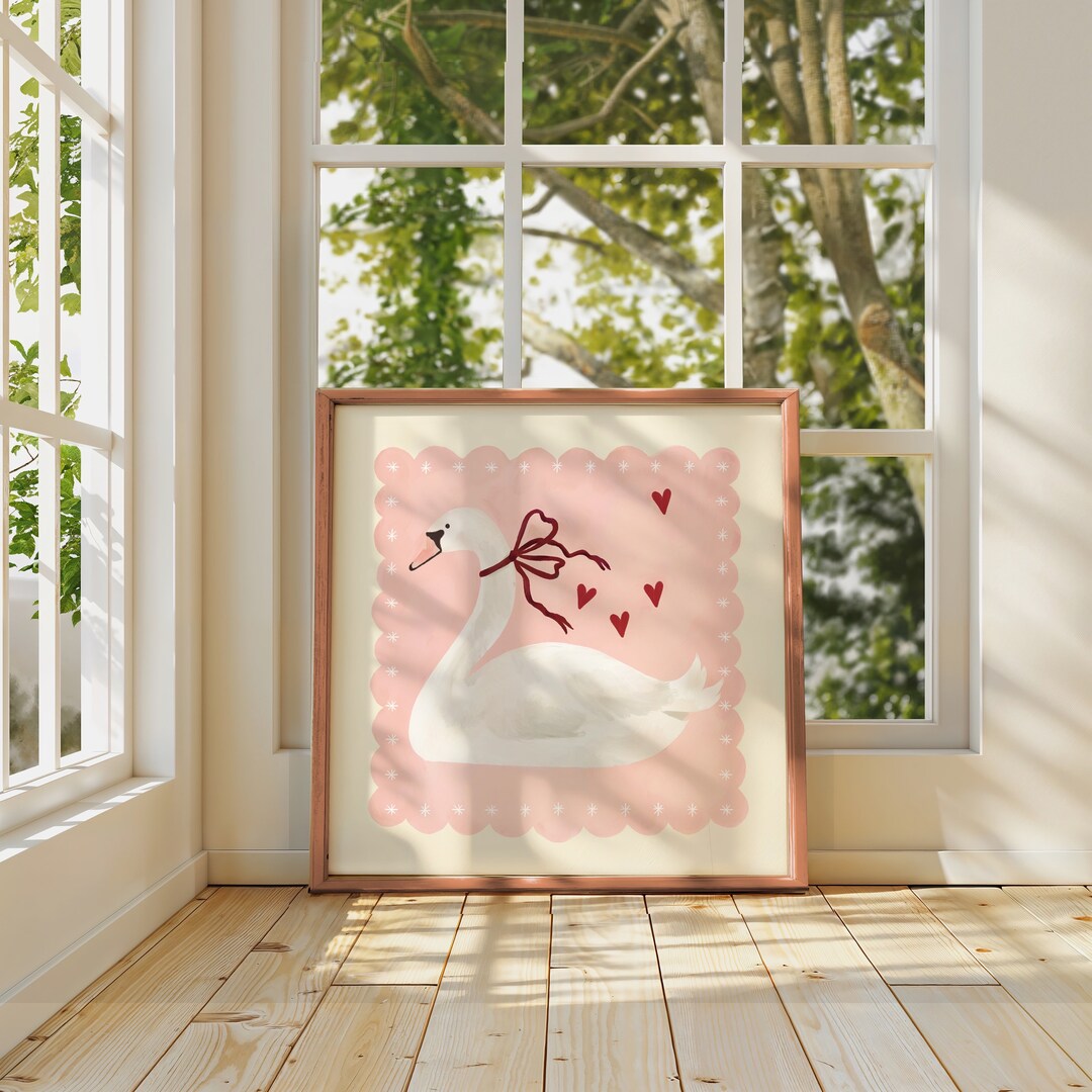 Sweet Swan Art Print: Pink Nursery Decor, Colorful Wall Art - Etsy