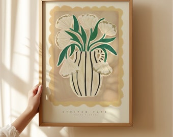 Floral Vase Art Print: Neutral Boho Scandi Gallery Wall Decor