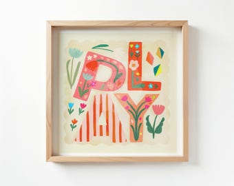 Play Art Print Square: Colorful Kids Wall Decor