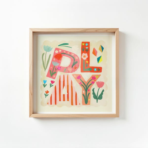 Play Art Print Square: kleurrijke kindermuurdecoratie