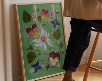 Passion Flower Art Print: Colourful Handrawn Floral Illustration