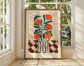 Black and white Floral Vase, Colourful Quirky Handrawn Art, Jug, Colourful Art, Bright Colourful Art Print, Modern Art Print, Gallery Wall,