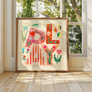 Stampa PLAY, Arte per sala giochi, Stampe artistiche per bambini, Stampa artistica da galleria, Arte carina per bambini, Sala giochi, Arte murale per bambini, Bambini, Regali per bambini, Sala giochi, Bambini