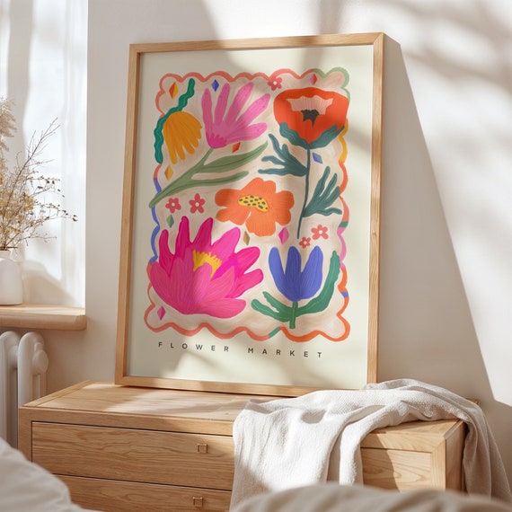 Flower Market Rotterdam Print: Abstract Floral Art, Colourful Home