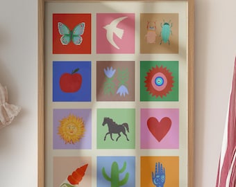 A Beautiful Life, Art Print: Colourful Handrawn Illustration, Bedroom, Kitchen, Hallway, Colourful