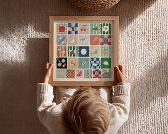 Kids Square Alphabet Print, A-Z, Cool, Kids, Wall Art