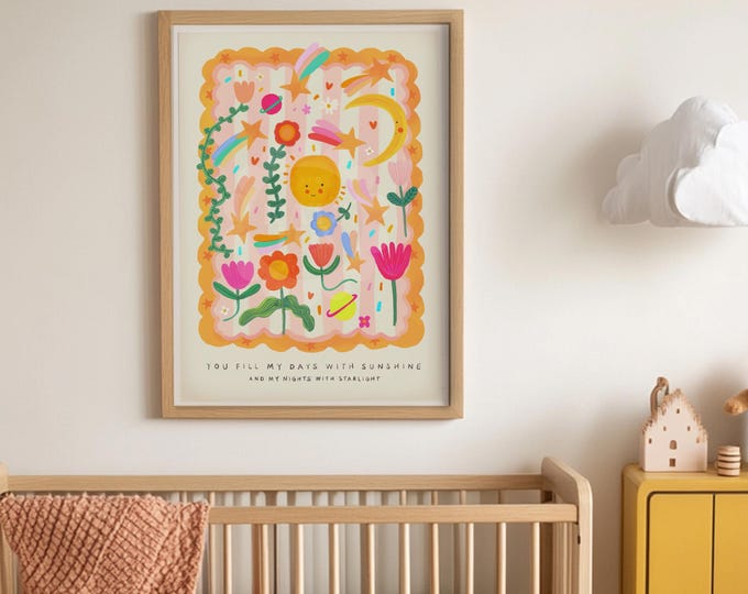 You Are My Sun Art Print: Colorful Nursery Decor