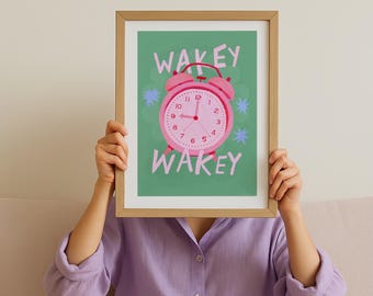 Wakey Wakey Alarm Clock Print: KateFoxDesign Colorful Art