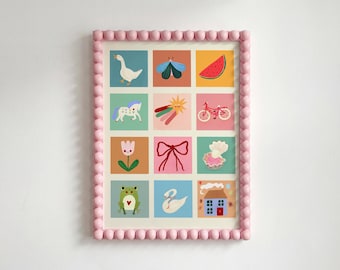 Whimsy Art Print: Colourful Handrawn Kids Illustration, Bedroom, Colourful