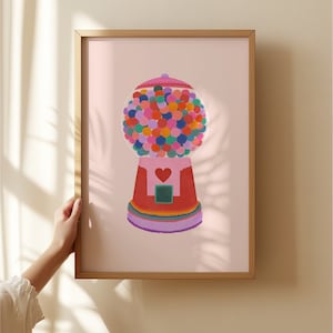 Impresión brillante y divertida, chicle arcoíris, impresiones artísticas para niños, impresión artística de galería, póster arcoíris colorido, arte de pared para niños A5, A4, A3, arcoíris para niños