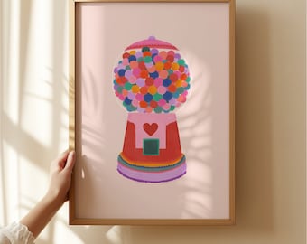 Rainbow Bubble Gum Print: Bright Funky Kids Wall Art