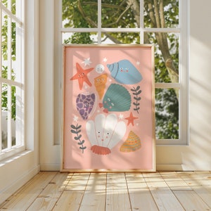 Shello There, Impresión divertida para niños, Impresión bonita para niños, Impresiones artísticas para niños, Impresión artística de sirena, Póster de arcoíris colorido, Arte de pared para niños A5, A4, A3