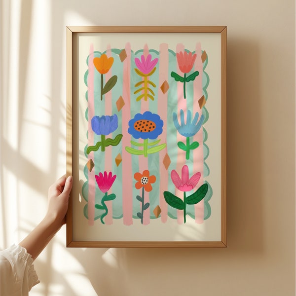 Colorful Flower Print: Whimsical Nursery Art