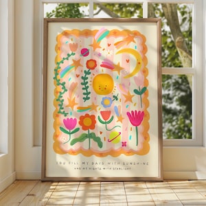 C'est toi mon soleil / Illustration de fleurs / Eco / Art pour chambre d'enfant / Chambre d'enfants / Art / Impression / Cadeaux pour elle / Enfants / Fleurs / Couleur pop / Lumineux