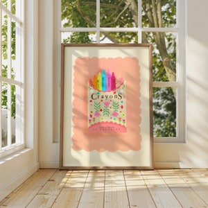 Crayones, crayones arcoíris, impresiones de arte para niños, impresión de arte para niños, cartel colorido del arco iris, niños inspiradores, A4, A3 arte de pared para niños,