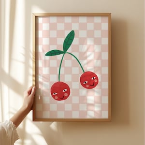 Happy Little Cherries, Children’s Wall Art, Kids Cute Art, Sweet Nursery Picture, Cute Print, Present Baby Girl, Present for Little Girl