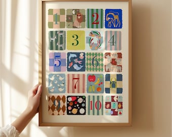 Cool Kids Numbers Art Print: Rainbow Nursery Decor