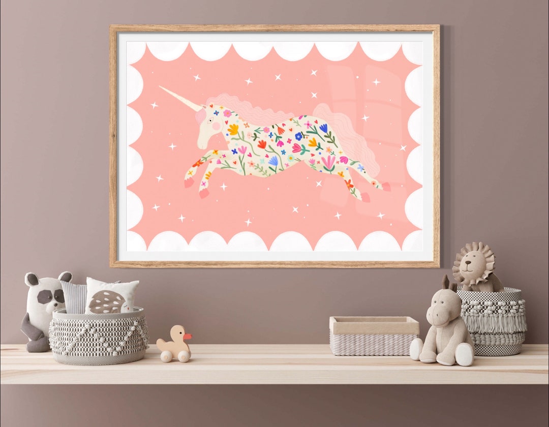 Beautiful Unicorn Print, Kids Unicorn Room, Kids Art Prints, Fun Art ...