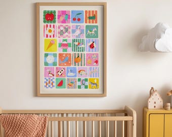 Stampa artistica Sunshine Kids ABC: decorazione arcobaleno per la cameretta dei bambini
