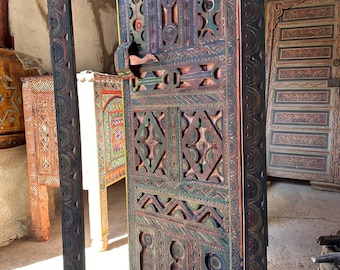 VINTAGE STYLE MOROCCO Door, Engraved Door, Carved Wooden Door, handmade Door, Moroccan Berber Door, Wall door, Moorish Doors