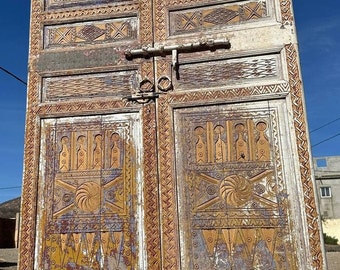 Moroccan Vintage Painted Door moroccan one of a kind old double door panel bathroom or bedroom door, Very Old Wooden Door