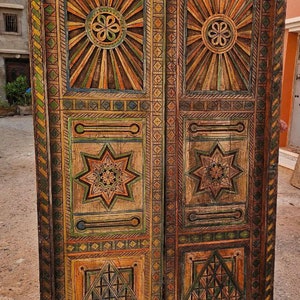 Handcrafted Wooden Door, Colorful wooden Door, AUTHENTIC Moroccan Door, Double Panels Wood Door, Moroccan Handmade Door, Custom Size Door