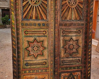 Handcrafted Wooden Door, Colorful wooden Door, AUTHENTIC Moroccan Door, Double Panels Wood Door, Moroccan Handmade Door, Custom Size Door