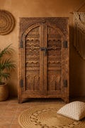 Handcrafted Wooden Cabinet \u2013 Vintage-Inspired Storage with Elegant Boho Charm - Rustic Solid Wood Cabinet, Moroccan Cabinet product logo
