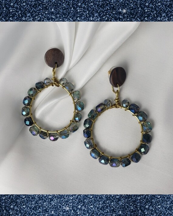 Mira Blue Glass Beaded Hook Earrings main image 1