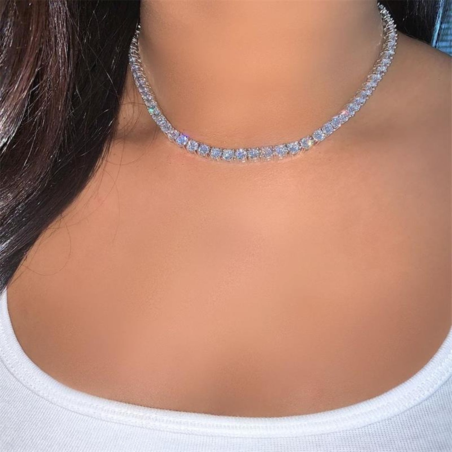 Schlichte Tennis Halskette für Frauen Pink Wholesale Iced Out Etsy
