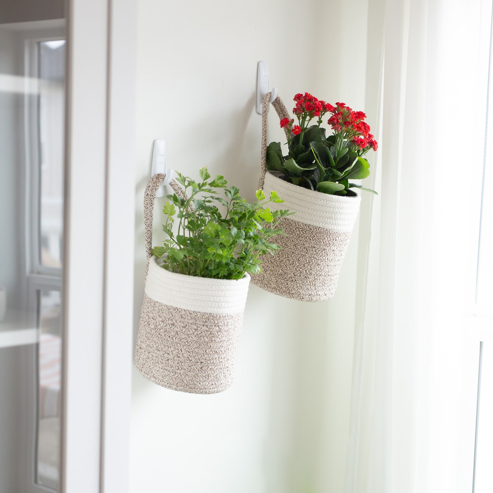 2x Cotton Hanging Small Wall Baskets 7.9 X 6.7 Etsy