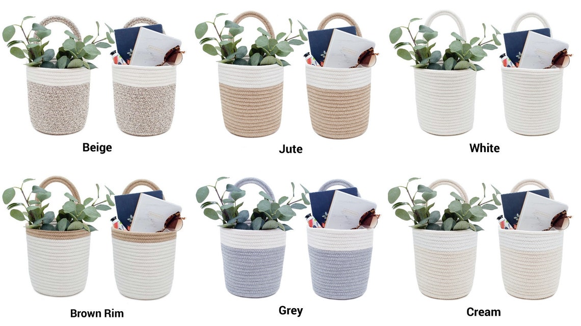 2x Cotton Hanging Small Wall Baskets 7.9 X 6.7 Etsy