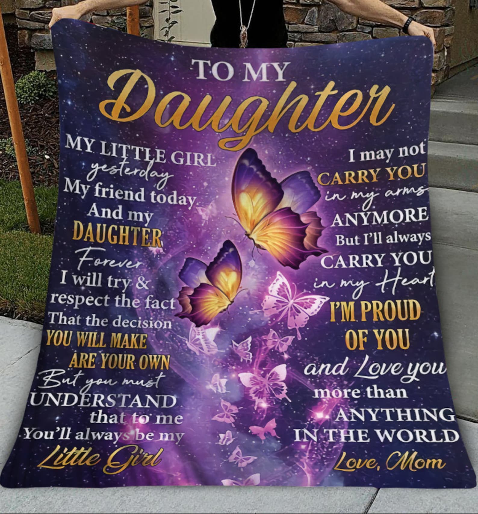 Personalized to My Daughter My Little Girl Butterfly Blanket Etsy