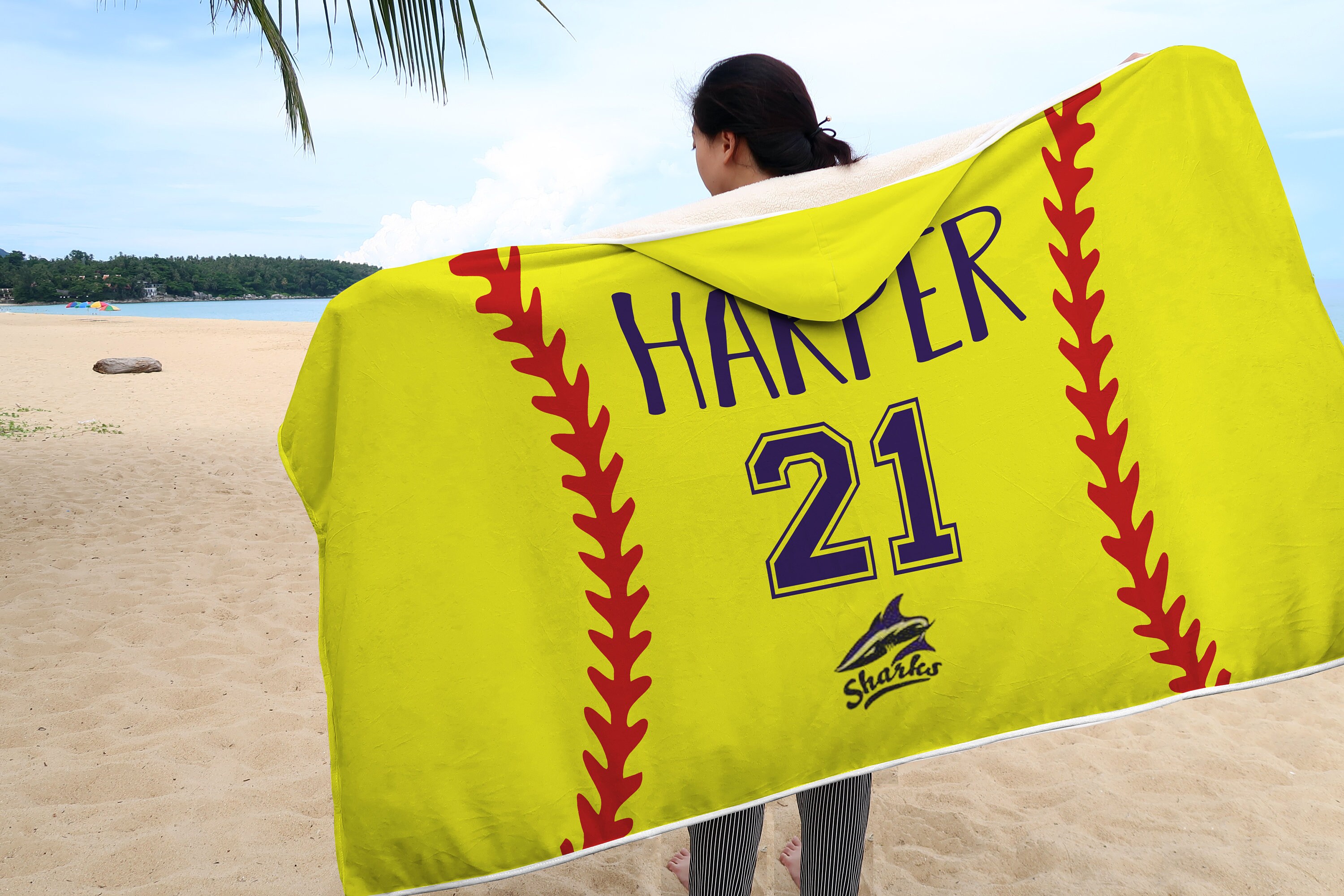 Hooded Sherpa Softball Blanket Personalized Softball Blanket Etsy