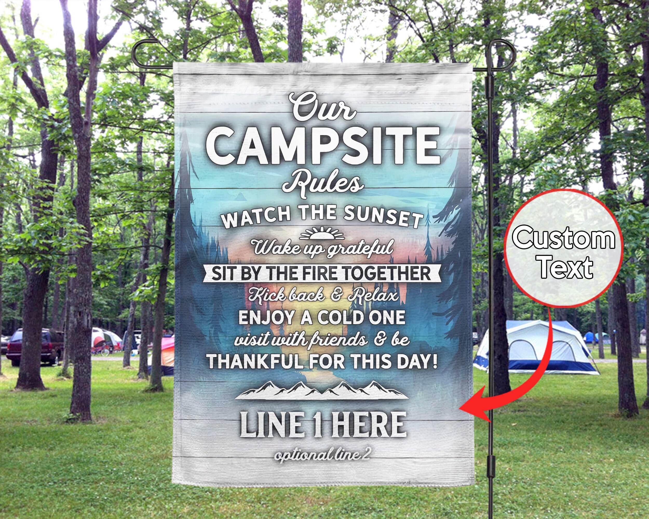 Our Campsite Rules Flag Personalized Camping Flag Custom Etsy