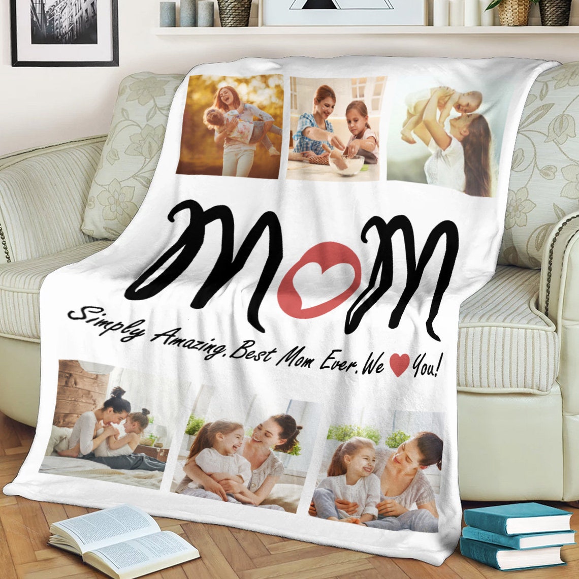 Personalized Gifts For Mom Photo Blanket Customized Custom Etsy
