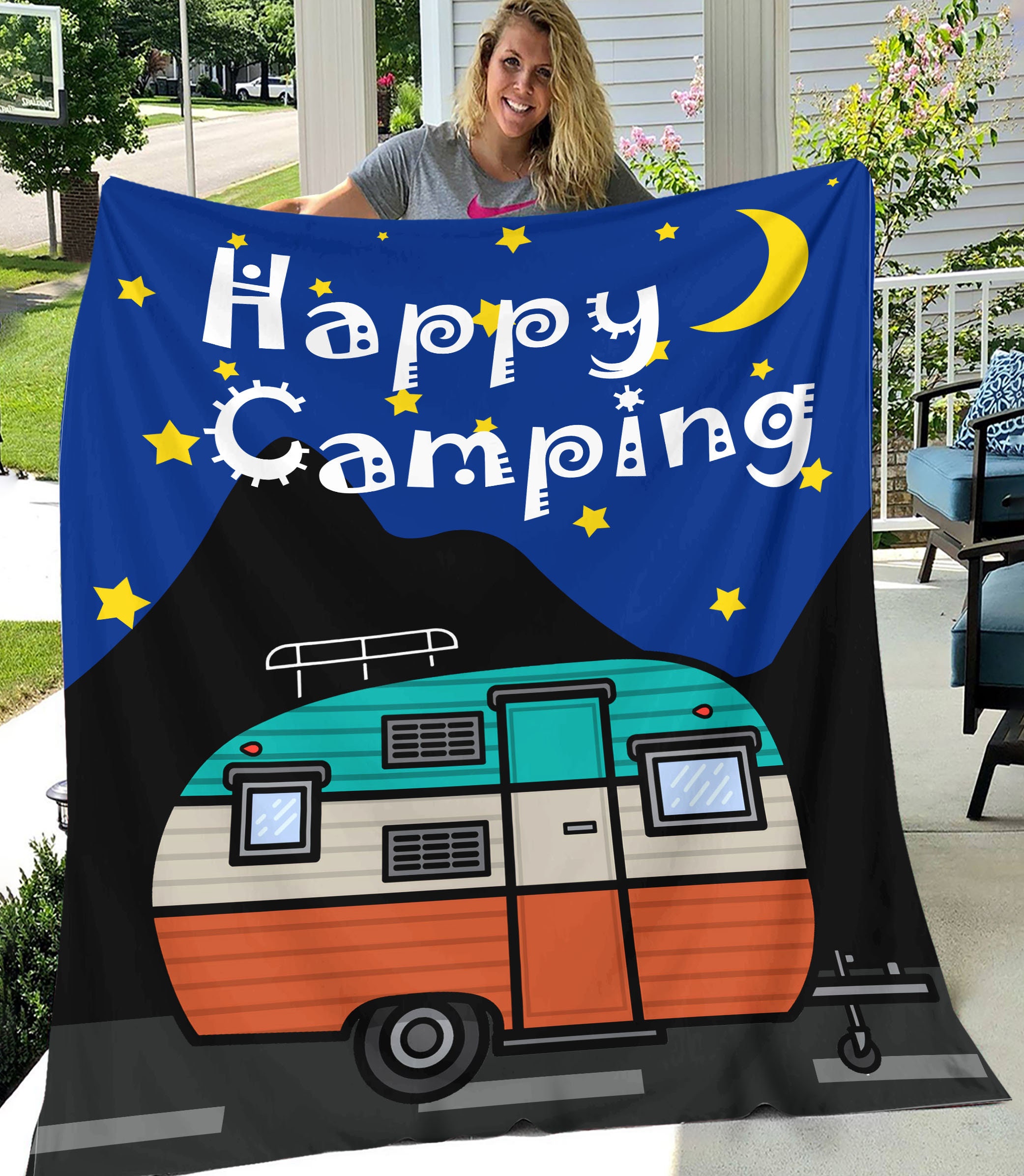Happy Camping Blanket Happy Camper Throw Manta de Etsy