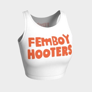 FEMBOY HOOTERS - Hooters LOGO crop top - printed restaurant goth uniform top