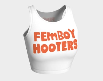 FEMBOY HOOTERS - Hooters LOGO crop top - printed restaurant goth uniform top