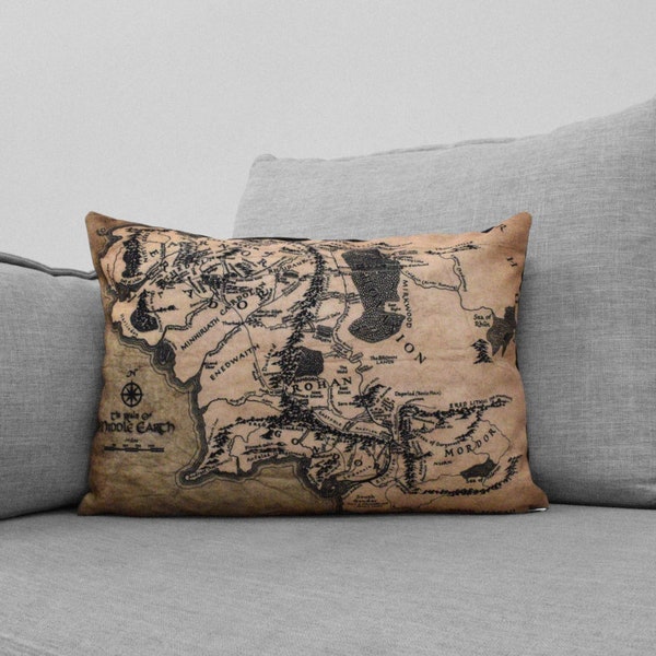 LIMITED EDITION shire - 14" x 20" CANVAS pillow case - lotr map - geek / nerd decor