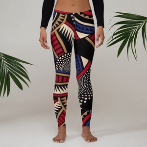 Stretch Pants Adinkra Symbol Clothing for Women Adinkra Leggings African Pride Pants Yoruba Adinkra Leggings African Leggings