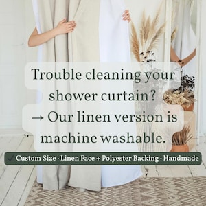 Waterproof Linen Shower Curtain Extra Wide Custom Size Rustic Boho Bath Drape Long Natural Linen Shower Curtain