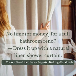 Waterproof Beige Linen Shower Curtain Extra Long Wide Custom Size Bathroom Drapes