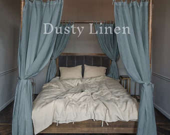 Linen Bed Canopy Panel or Linen Canopy Bed Curtains. Linen Bed Canopy. Long Drapes for Canopy Over The Bed. Bed Tent. Bedroom decor